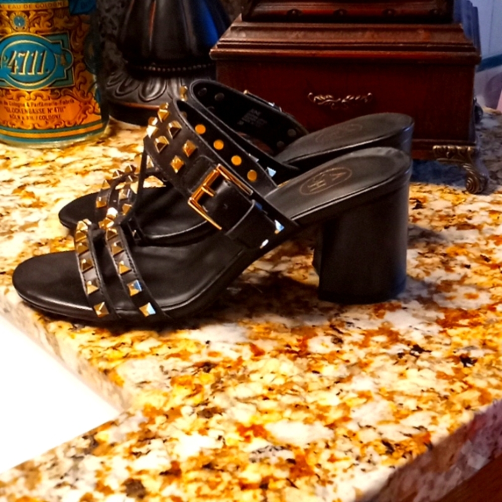 🎄♥️ beautiful slip-on all leather sandals by Ash black 38 - Picture 3 of 5